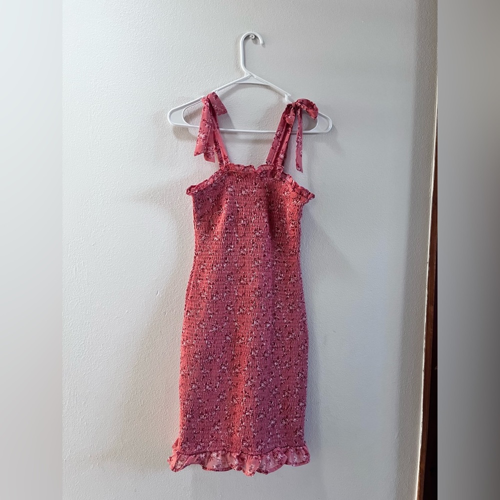 Pink dress.